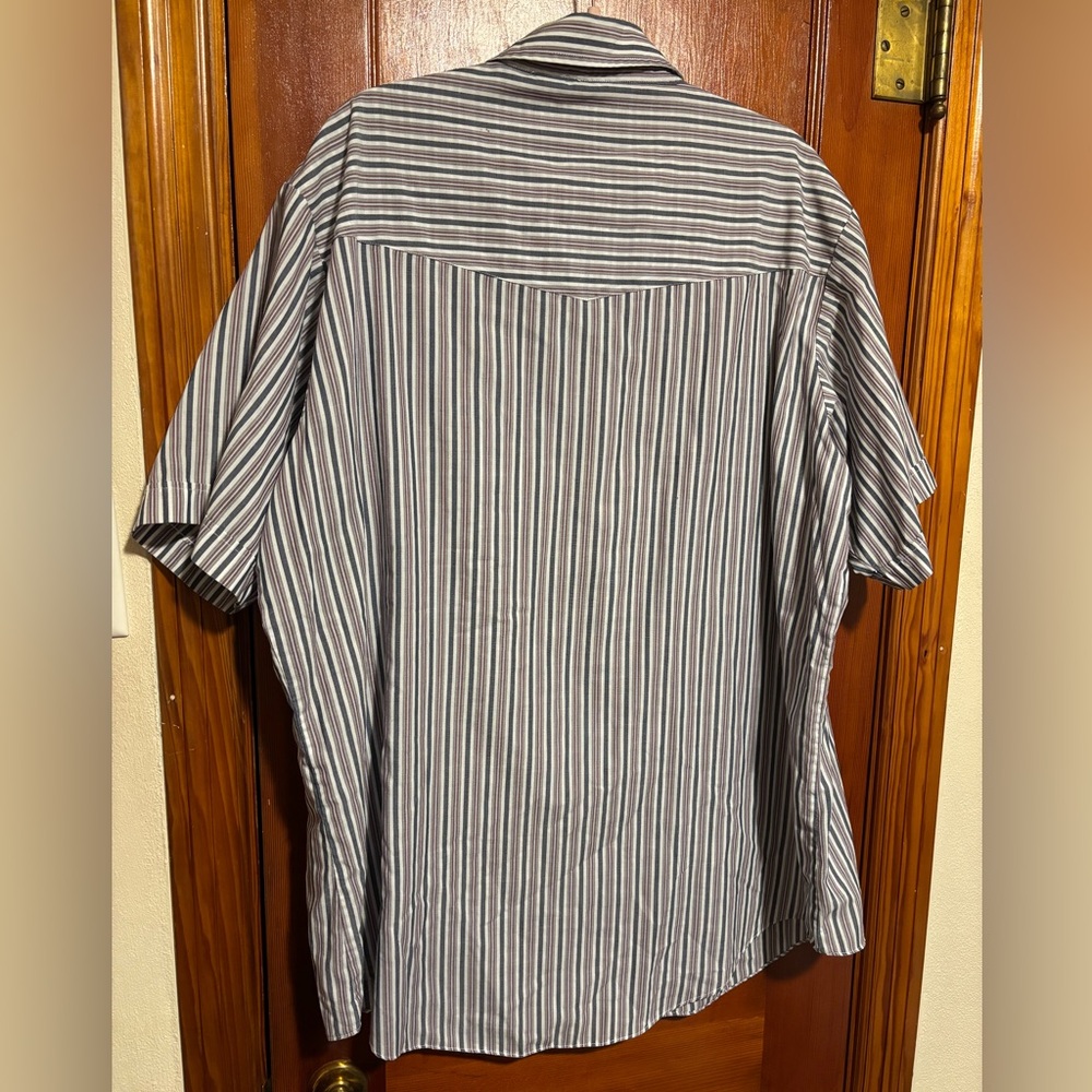 ELY CATTLEMAN Blue and Maroon Men’s Striped Button Down Shirt Tall Man Size XXLT - Picture 5 of 5